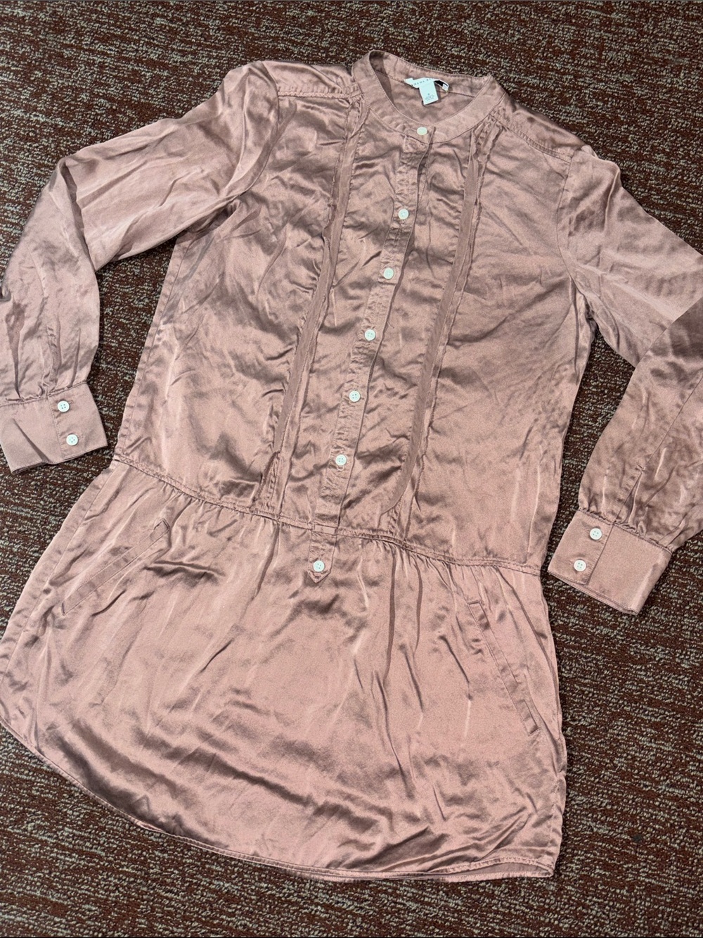 Banana Republic silk Tunic Dress Dusty Rose drop waist long sleeve relaxed flowy